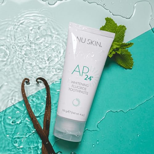 Nu Skin AP 24 Whitening Fluoride Toothpaste | 4oz | Brightens and Whitens Teeth | Helps Prevent Dental Cavities | Gentle Vanilla Mint Formula (1 Pack, Flouride)