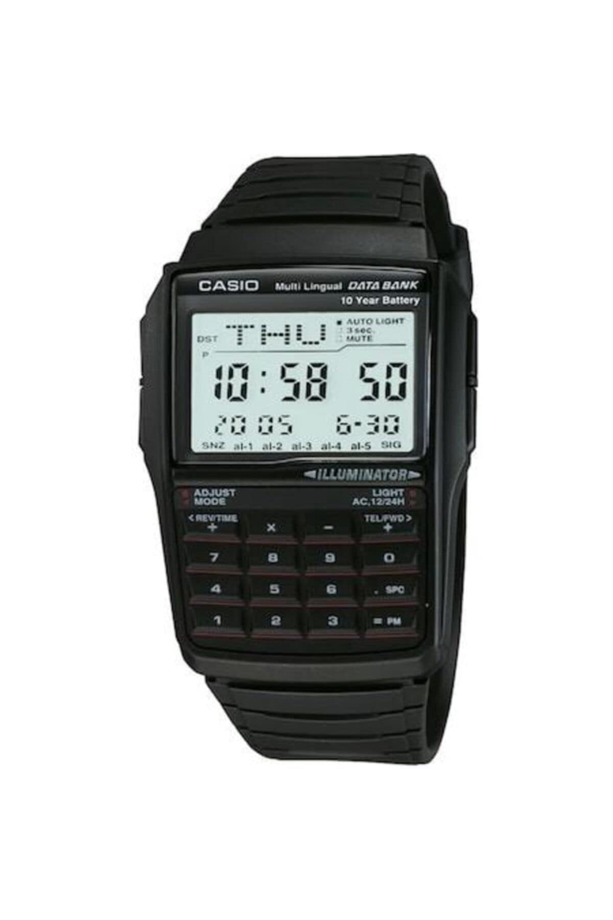 Casio Men's DBC32-1A Data Bank Black Digital Watch, White