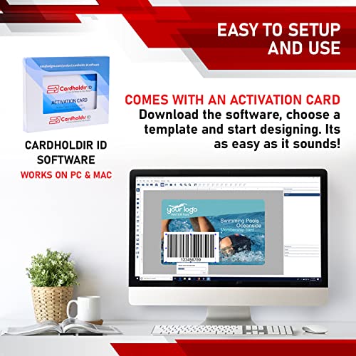 Cardholdir ID Easy Badges Solid 210 ID Badge Printer | with Beginner Software, & Everything Needed to Design and Print 200 ID Cards, | Single Sided Employee & Student ID Card Printer