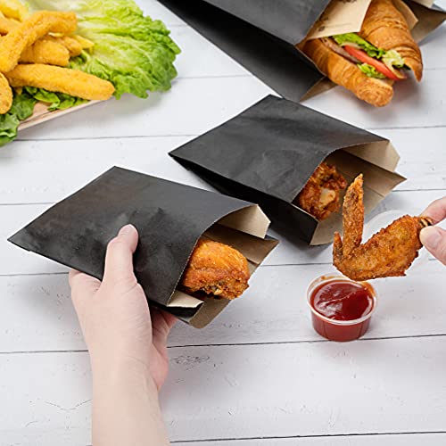 Restaurantware Bag Tek 5" x 3" x 8.75" Paper Bags For Snacks 100 Disposable French Fry Bags - Greaseproof For Popcorn Cookies Fries And More White Paper Kraft Snack Bags