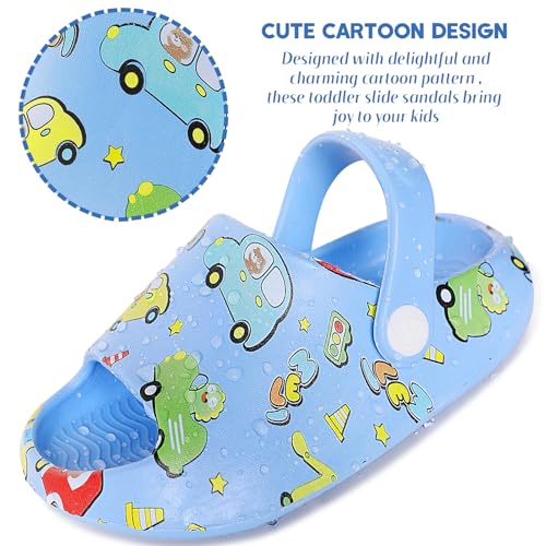 techcity Toddler Little Kids Slide Sandals Cute Summer Shower Beach Pool Slippers Thick Sole Slip On Sandals Water Shoes with Backstrap Boys Girls Clogs