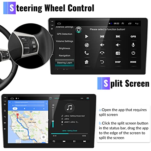 2+64G Car Radio for Jeep Compass Patriot 2010-2016 with Wireless Carplay Android Auto,10.1 inch Touchscreen Car Stereo Radio Support Mirror Link WiFi/GPS Bluetooth FM RDS EQ SWC AHD Backup Camrea