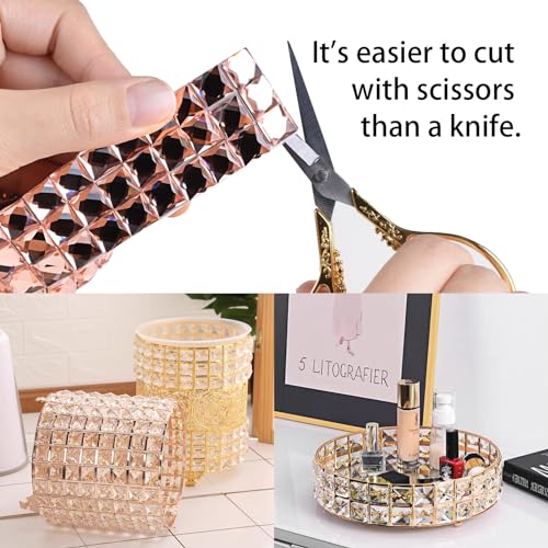 Biutityer 270 Pieces 10mm Champagne Color Glass Self-Adhesive Rhinestone Tiles, Multi-Faceted Diamond Stickers for Decorating DIY Products, Decorating Walls,（Champagne Color）