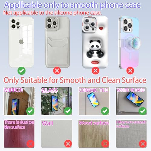 Giumel 2PCS Silicone Suction Phone Case Mount,Non Slip Suction Cup Phone Mount,Hands-Free Phone Accessories Holder for Selfies and Videos,Silicon Adhesive Phone Stand Sticky for Cell Phone Rose red
