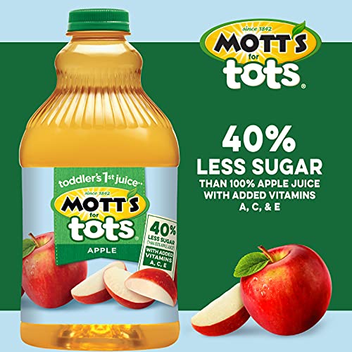 Mott's For Tots Apple, 64 Fl Oz Bottle, Juice With Purified Water, Good Source Of Vitamin C, 40% Less Sugar Than 100% Apple Juice, No Artificial Sweeteners