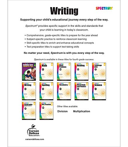 Spectrum Writing 4th Grade Workbooks, Learn to Write a Story, to Inform, an Opinion, Handwriting Practice for Kids 8-10, Classroom or Homeschool Curriculum