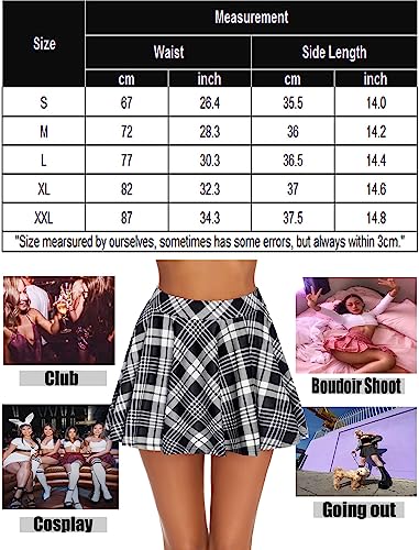 Avidlove Women's Plaid Skirt Mini Basic Plaid Flared Mini Skater Skirts