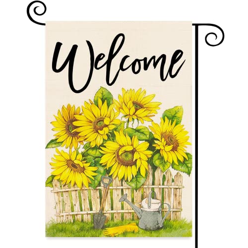 BEZKS Skull Garden Flags 12x18 Inch Double Sided, Best Choice Hello Sunshine Welcome Peeps Small Burlap Summer Fall Halloween Garden Flag Funny For Seasonal Outdoor Decoration (A09)