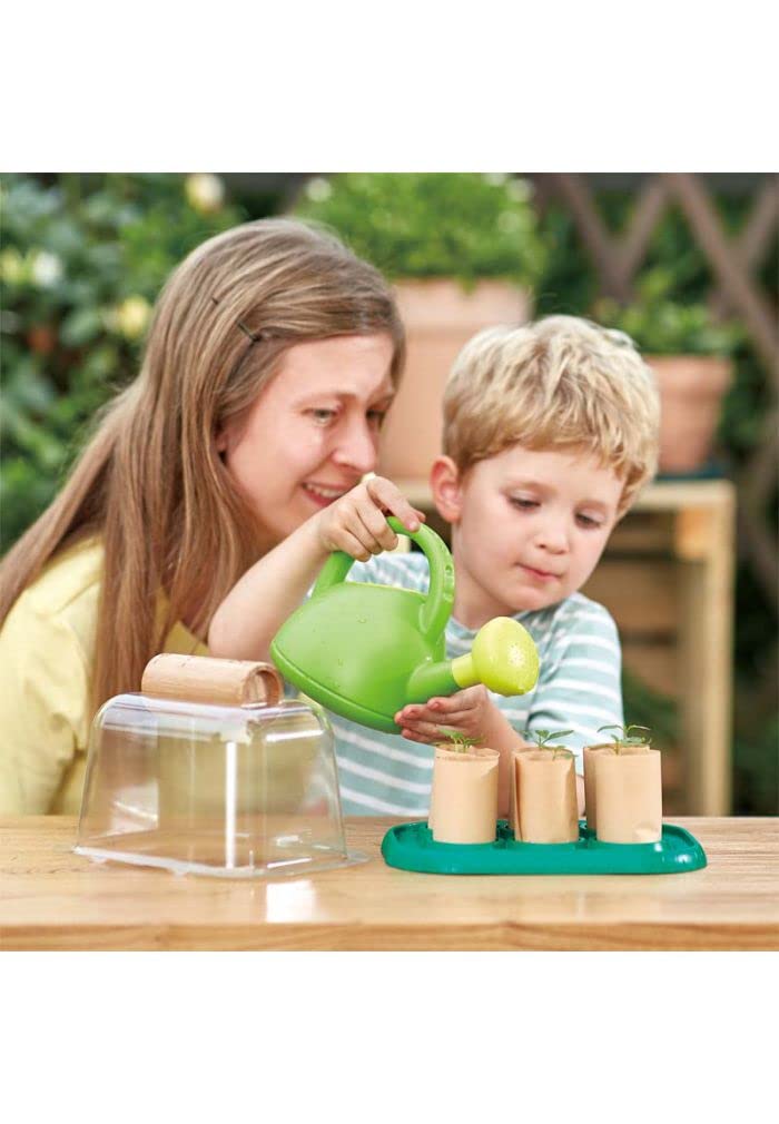 Hape Plant Growing Wooden Greenhouse Kits for Kids STEM Project Activity| Green Toys Gardening Science Gifts for Kids Ages 4Y+