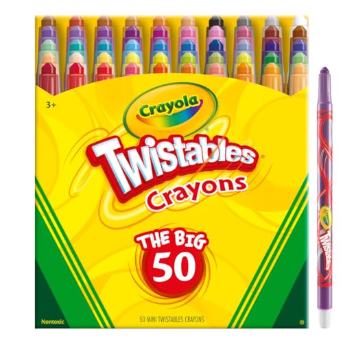 Crayola Mini Twistables Crayons (50ct), Kids Art Supplies for Back to School, Coloring Set, Toddler Crayons for Coloring Books