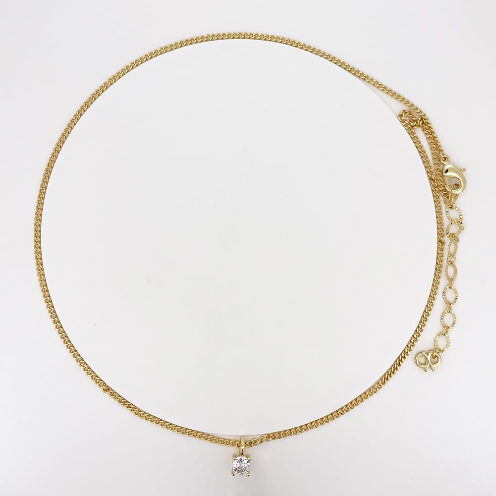 Obidos 14K Gold Plated Cubic Zirconia Diamond Pendant Necklace for Women | Adjustable Slider
