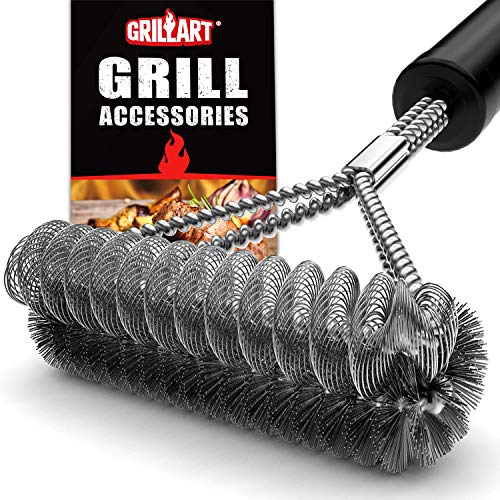 GRILLART Grill Brush Bristle Free & Wire Combined BBQ Brush - Safe & Efficient Grill Cleaning Brush- 18" Grill Cleaner Brush for Gas/Porcelain/Charbroil Grates - BBQ Accessories Gifts for Men