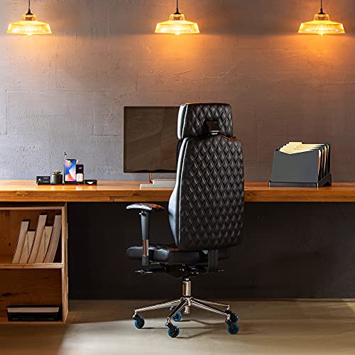 Stealtho Locking Caster Wheels set of 5-2 Wheels with Brakes - Heavy Duty Office Chair Casters for Furniture - Replacement Industrial Wheels for Cart - Roller Blade Rubber Casters Navy