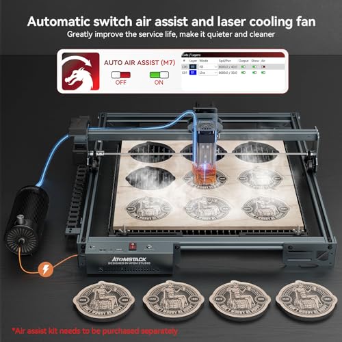 ATOMSTACK 12W Laser Engraver, A10 PRO V2 Laser Cutter, 0.06mm High Accuracy Laser Engraving Machine for Wood and Metal, Dark Acrylic, Glass, Leather, Engraving Area 15.7 "x15.7"