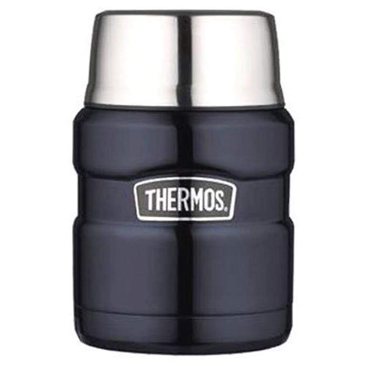 THERMOS Stainless King Vacuum-Insulated Food Jar with Spoon, 16 Ounce, Midnight Blue