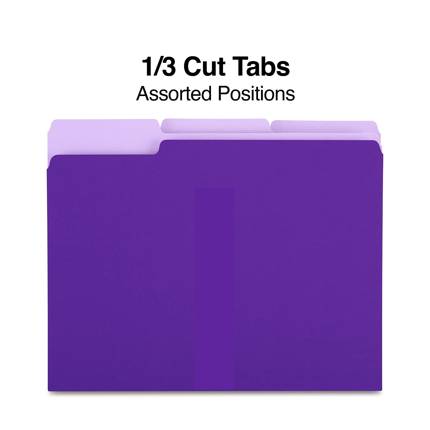 Staples 535559 Colored Top-Tab File Folders 3 Tab Purple Letter Size 100/Pack