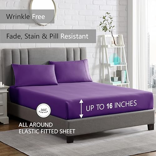 American Home Collection Twin Sheet Set - 3 Pieces Extra Soft Bedding Sheets & Pillowcases Set - Breathable, Wrinkle, Fade, and Stain Resistant - Deep Pockets - Oeko-Tex, Navy Soft Bed Sheets