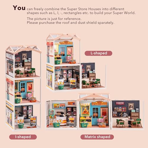 Rolife LED Building Blocks for Adults,1:24 Toy Building Sets,Model Building Kits for Kids Ages 8-12-15,DIY Miniature Dollhouse Kits for Adults,Hobbies for Women Men (1.Golden Wheat Bakery)