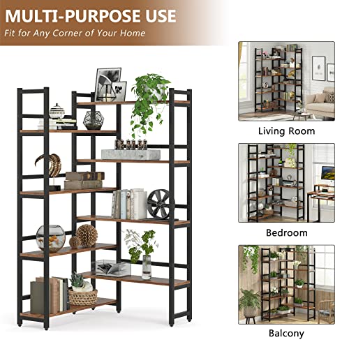 Tribesigns 70.8” Corner Bookshelf, 8-Tier Industrial Bookcase with Metal Frame for Open Storage, Corner Display Rack Storage Organizer for Home Office