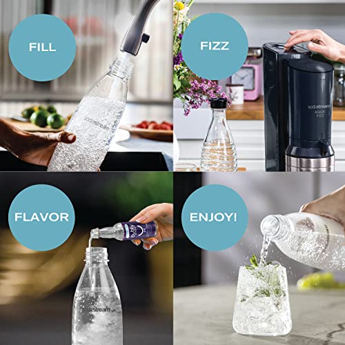 SodaStream Aqua Fizz Sparkling Water Maker Bundle (Black), with Co2, Glass Carafes, & bubly drops Flavors