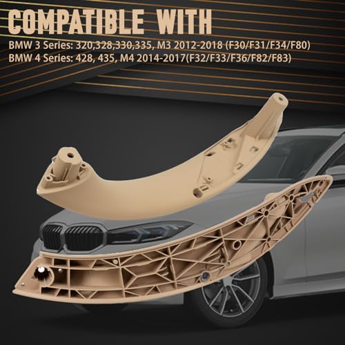 WEILEITE Front Interior Door Pull Handles Grab Bracket Trim Set Compatible with BMW 3 Series 4 Series 320,328,330,335,M3 2012-2018 and 428, 435,M4 2014-2017 Replace 51417279311(Beige,4Pcs)