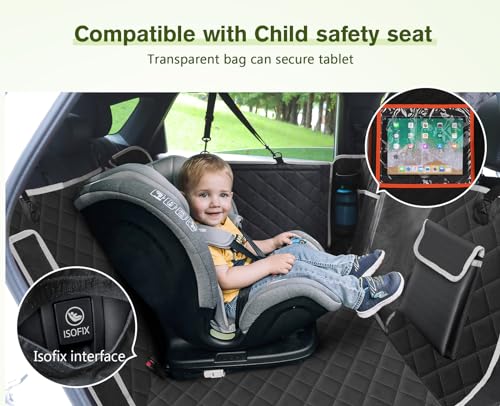 Pecute Dog Back Seat Extender, Back Seat Extender for Dogs, Hard Bottom Car Seat Cover for Large Dogs, Backseat Dog Hammock for Car SUV, Dog Car Seat Cover Extender for Car Travel & Camping Bed