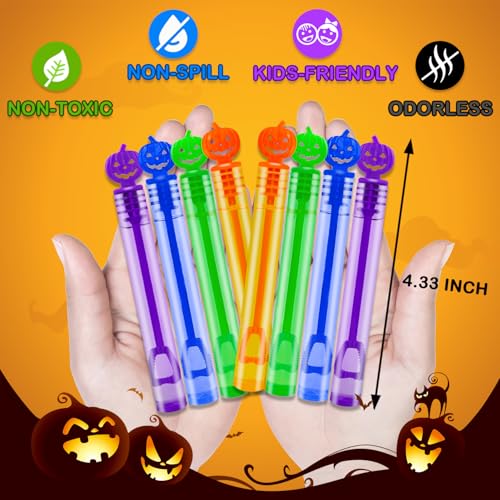 Kannove Halloween Mini Pumpkin Bubble Wands Toys Gifts for Kids 20 Pack,Small Halloween Basket Goodie Bag Stuffer Fillers Party Favors Prizes for Toddlers,Halloween Trick or Treat Toys for Boys Girls