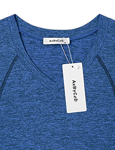 Casual Active Shirts for Women,Exercise Gym Athleisure Yoga Short Sleeve V Neck Tops Sports Marathon Biking Functional Rapidry Wicking T-Shirts Western Holiday Wear Blue Medium