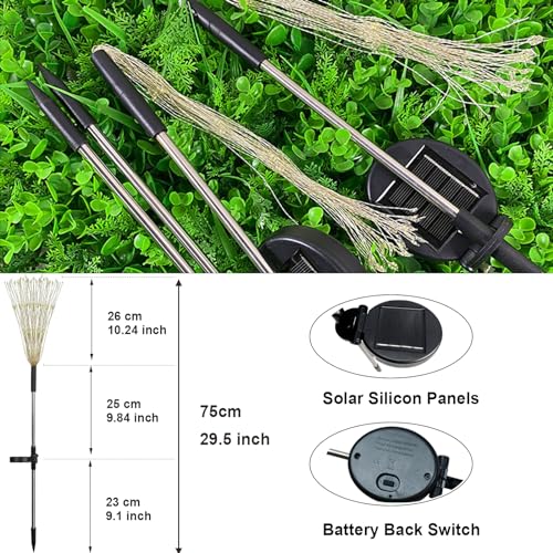 FOOING 6 Pcs Solar Garden Lights Solar Firework Lights, 200 LED Solar Powered String Light 2 Modes Twinkling Solar Lights for Outside, Wedding, Party,Patio (Warm White)