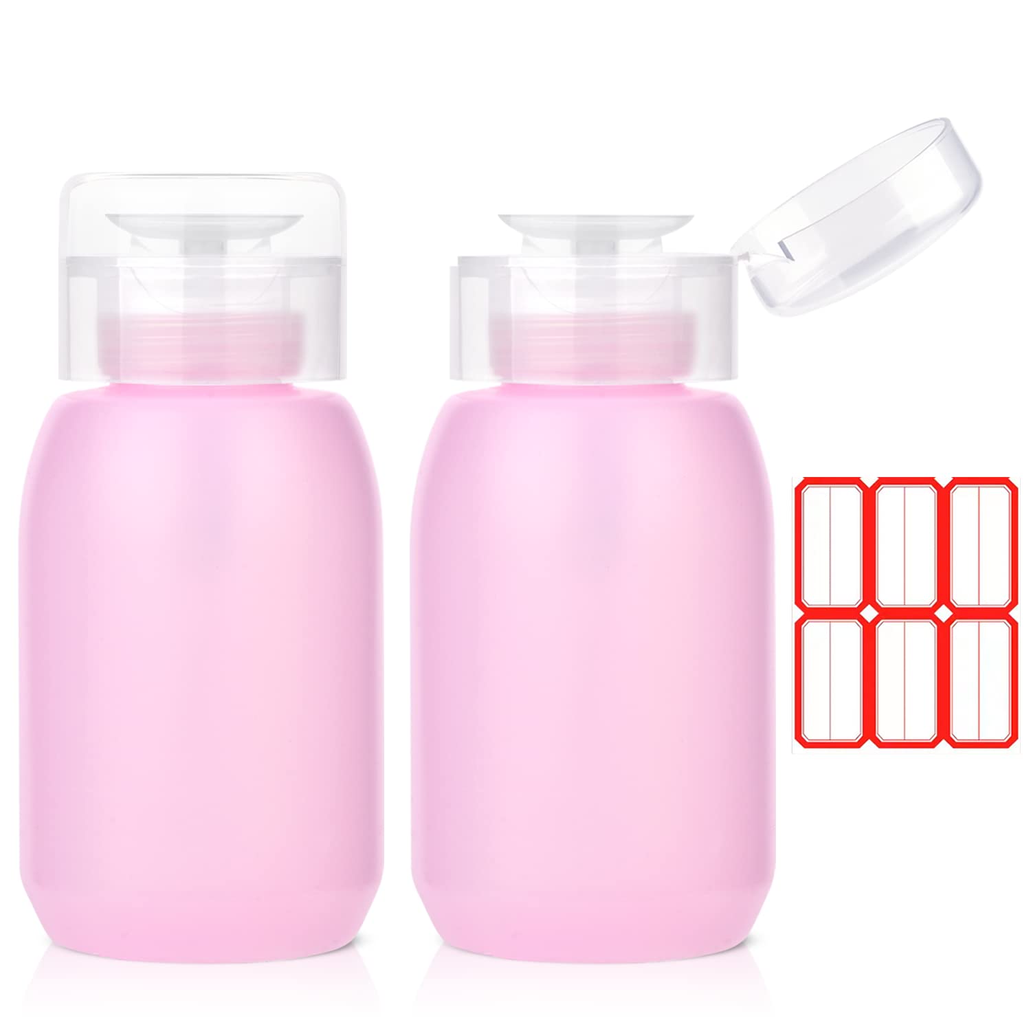 NXJ INFILILA Acetone Pump Dispenser, Push Down Pump Dispenser 2 Pack Nail Polish Remover Pump Empty Pump Bottle Dispenser for Alcohol, Nail Polish & Makeup Remover, Toner, etc 200ml (6.8oz)