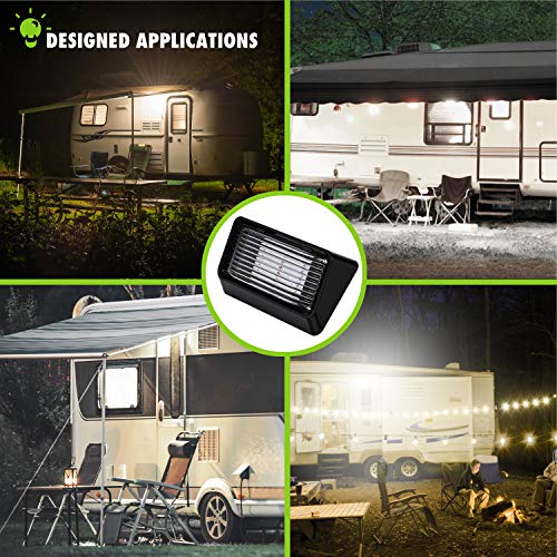 Leisure LED RV Exterior Porch Utility Light - 12v 280 Lumen Lighting Fixture. Replacement Lighting for RVs, Trailers, Campers, 5th Wheels. Black Base, Clear and Amber Lens Included (Black, 1-Pack)