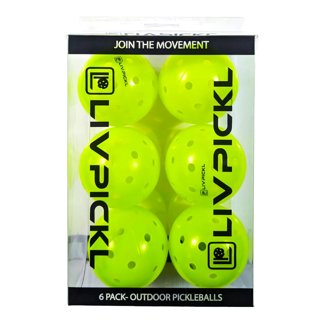 LIV PICKL Pickleballs | 40 Holes | Outdoor Court | Hard Court | High Visibility and Good Balance | Official Size & Weight - Durable - Consistent Bounce