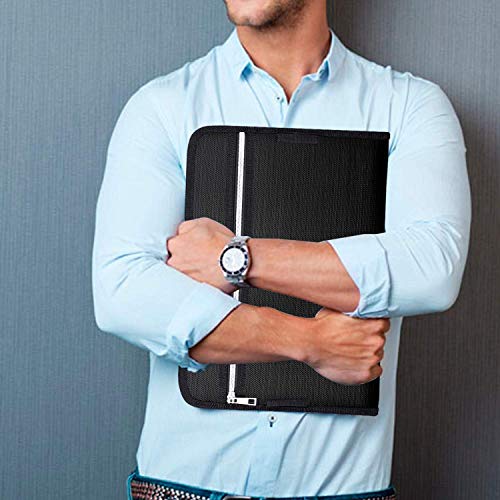 Tamfile Fireproof Accordion File Organizer with Handle, 13 Pocket Expanding File Folder with Zipper & Labels, File Folder with Multi-Pockets Paper Organizer Folder for Letter A4 Files, Blue