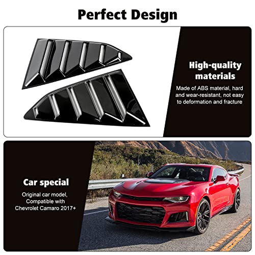 RT-TCZ Rear Quarter Side Window Louvers Sun Shade Cover Wind Vent Air Deflector Decoration Exterior Accessories for Chevrolet Camaro 2017-2022,Black