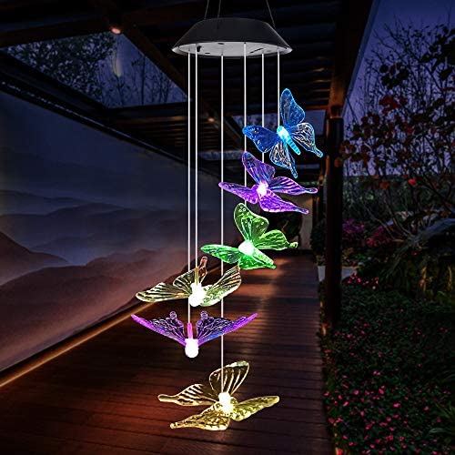 2023 Mother Butterfly Yard Decor Lights,Solar Butterfly Chimes,Gifts for mom/dad/Women/Grandma/Wife/Daughter/Sister/Aunt/Grandfather,Birthday Gifts Outdoor Gardening Gift