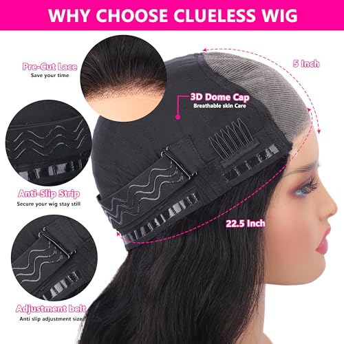 NVC Glueless Wigs Human Hair Pre Plucked Pre Cut 5x5 HD Lace Closure Wigs Human Hair for Women 180 Density Ready to Go Wig Body Wave Lace Front Wigs for Beginners (4/27 Color, 18 Inch)