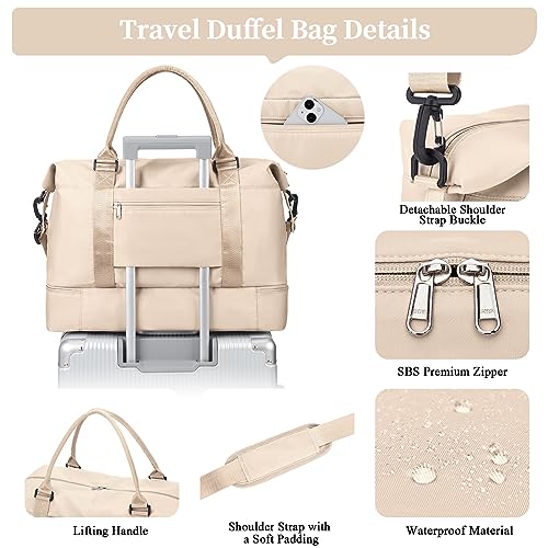 Weekender Bags for Women,Personal Item Travel Bag with Shoes Compartment,Overnight Travel Duffel Bag with Toiletry Bag