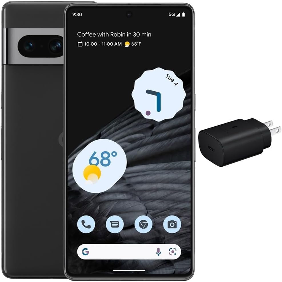 Google Pixel 7 Pro 5G (128GB, 12GB) 6.7" AMOLED, 4K 50MP Camera (US Model Fully Unlocked for Verizon, T-Mobile, AT&T, Global) (w/25W Fast Charger, Obsidian)