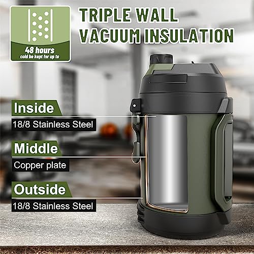 Hydraful Gallon Jug, 128oz Large Insulated Stainless Steel Sports Water Jug, Large Triple Wall Vacuum Insulation Water Bottle-Keeps Cold up to 48 Hrs-Sweat Proof,for Gym, Hiking & Camping