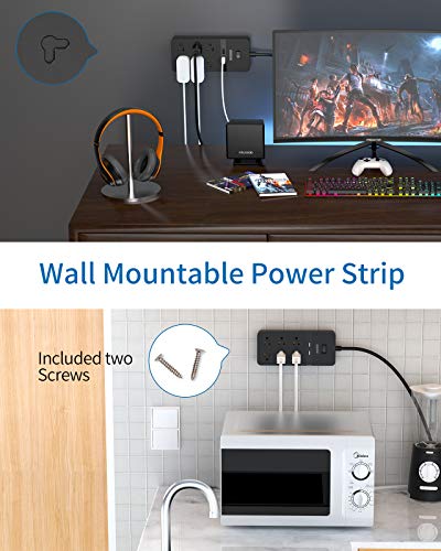 2 Prong Surge Protector Power Strip with 10ft Extension Cord, NTONPOWER 2 Prong to 3 Prong Outlet Adapter with 6 Outlets 2 USB Ports, 2100J Surge Protector Wall Mount for Old House Non-Grounded Outlet