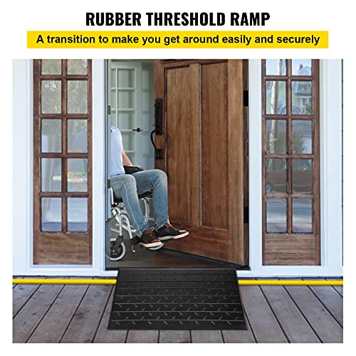 VEVOR Rubber Threshold Ramp, 2.6" Rise Threshold Ramp Doorway, 3 Channels Cord Cover Rubber Threshold Ramp, Rubber Angled Entry Rated 2200Lbs Load Capacity for Wheelchair and Scooter