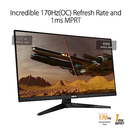 ASUS TUF Gaming 32” (31.5-inch viewable) 1080P Gaming Monitor (VG328QA1A) - Full HD, 170Hz, 1ms, Extreme Low Motion Blur, FreeSync Premium, Eye Care, Shadow Boost, HDMI, Tilt Adjustable,Black