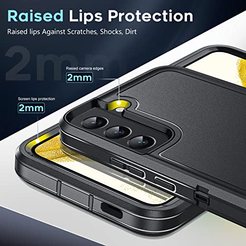 LeYi for Samsung Galaxy S22 Case: [Not Fit S22 Ultra/Plus/+] with 2 PCS Screen Protector, Heavy Duty 3 in 1 Samsung S22 Cover, Military Grade Shockproof Phone Funda fara Galaxy S 22 6.1" (Black)