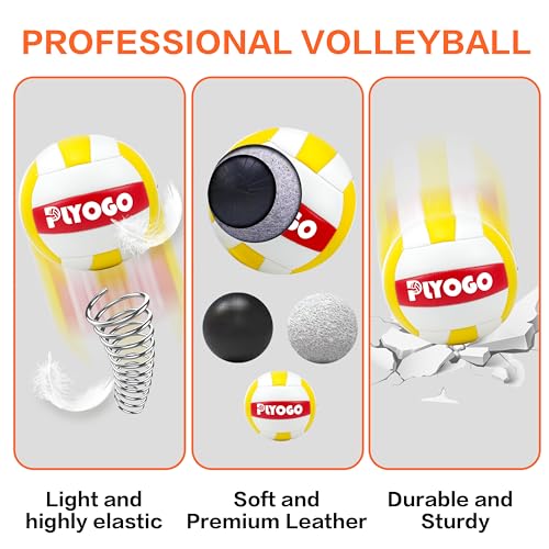 PLYOGO Volleyball Net for Backyard, Professional Portable Outdoor Heavy Duty Volleyball Net Set with Adjustable Aluminum Poles, Anti-Sag Design, Double Tension Adjuster for Beach, Grass |1680D Bag
