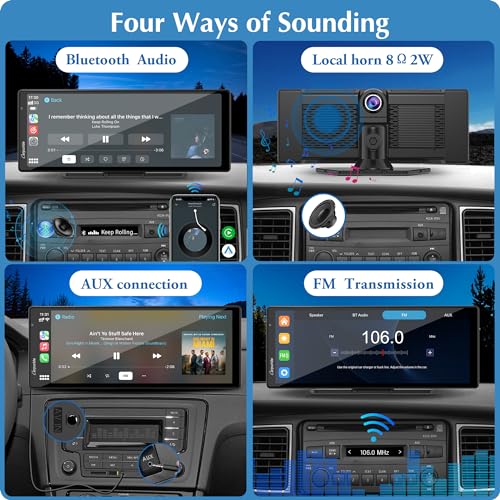 [2024 Newest] Carpuride 4K W903 Portable Wireless Carplay & Android Auto with Dash Cam - 9.3" HD IPS Screen, 4K Front Camera, Loop Recording, Bluetooth, Mirror Link, GPS, Siri, Dashboard Mounted