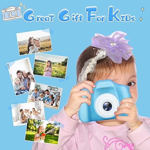 Kids Camera for Boys and Girls, GPOSY Digital Camera for Kids, Toddler Camera Christmas Birthday Toy Gifts for Kids Age 3 4 5 6 7 8 9 10 with 32GB SD Card, Video Recorder 1080P HD(Blue)