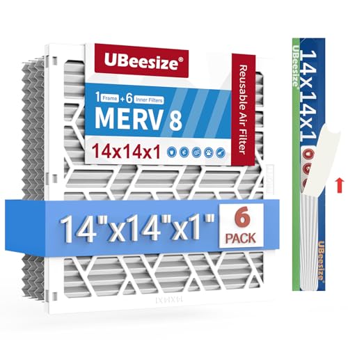 UBeesize 12x12x1 Air Filter(5-Pack),Upgrade AC/HVAC/Furnace Filter,MERV 8,MPR 700,Easy to Close/Open,1xReusable ABS Frame+5xReplaceable Filter(Actual Size: 11.54x11.54x0.87 Inch)