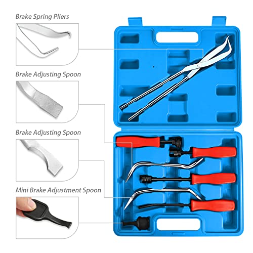 ‎DNA MOTORING TOOLS-00244 8-Pcs Brake Service Kit, Brake Spring Installer Remover Plier Tools Set with Carrying Case,Blue