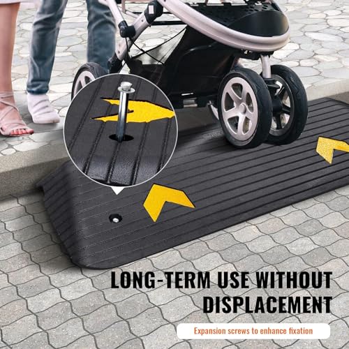 VEVOR 1" Rise Rubber Threshold Ramp for Doorway,Door Ramp with Non-Slip Textured Surface,33069lbs Load Capacity, Rubber Curb Ramp for Wheelchair and Scooter