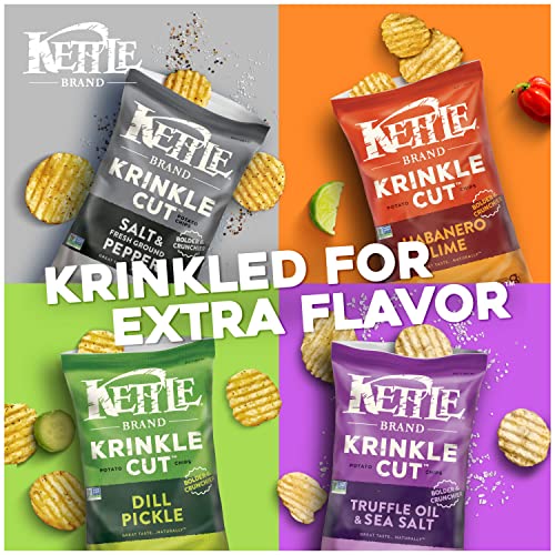 Kettle Brand Potato Chips Krinkle Cut Habanero Lime Kettle Chips, 7.5 Oz